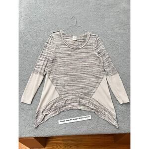 Knox Rose Tunic Womens Top XL Marled Pullover Knit Handkerchief Hem tan brown
